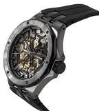 Edox Delfin The Original Mecano Rubber Strap Skeleton Black Dial Automatic Diver's 85303 357GN NGN 200M Men's Watch