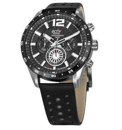 Westar Activ Chronograph Leather Strap Black Dial Quartz 90249SBN103 100M Men's Watch