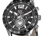 Westar Activ Chronograph Leather Strap Black Dial Quartz 90249SBN103 100M Men's Watch