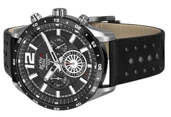 Westar Activ Chronograph Leather Strap Black Dial Quartz 90249SBN103 100M Men's Watch