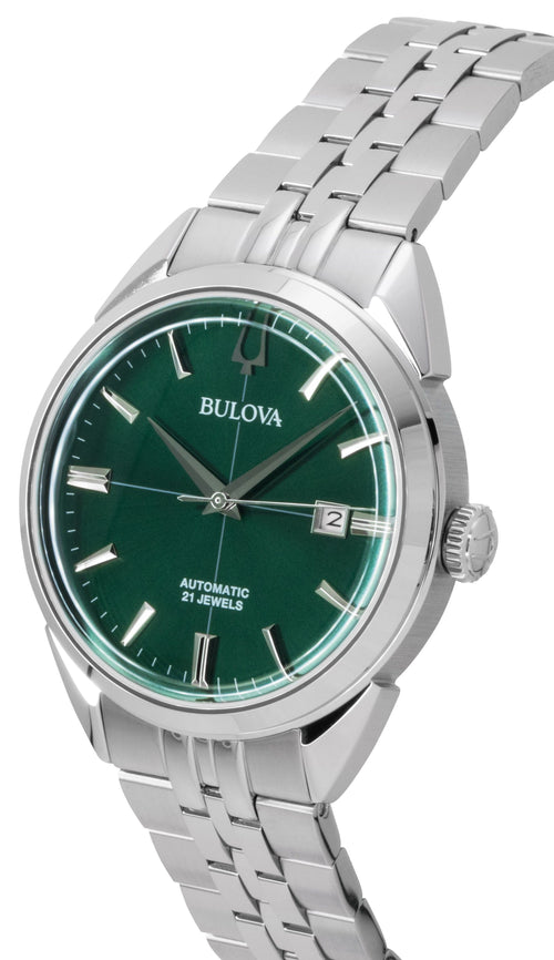 Bulova Sutton Stainless Steel Green Dial Automatic 96B424 Men's Watch