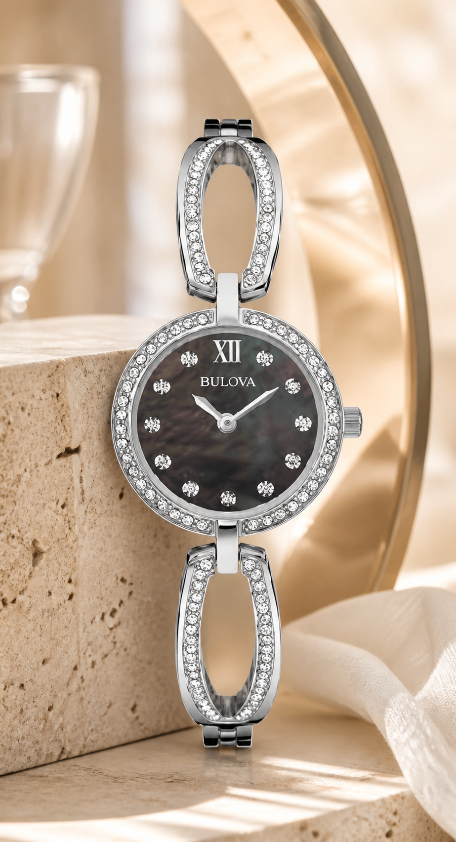 Bulova Crystal Black Open Loop 96L224 Women's - view 2