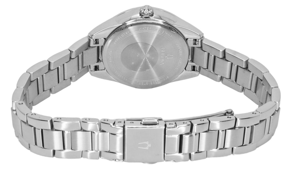 Bulova Sutton Stainless Steel Diamond Accents Pink Dial Quartz 96P249 Women's Watch