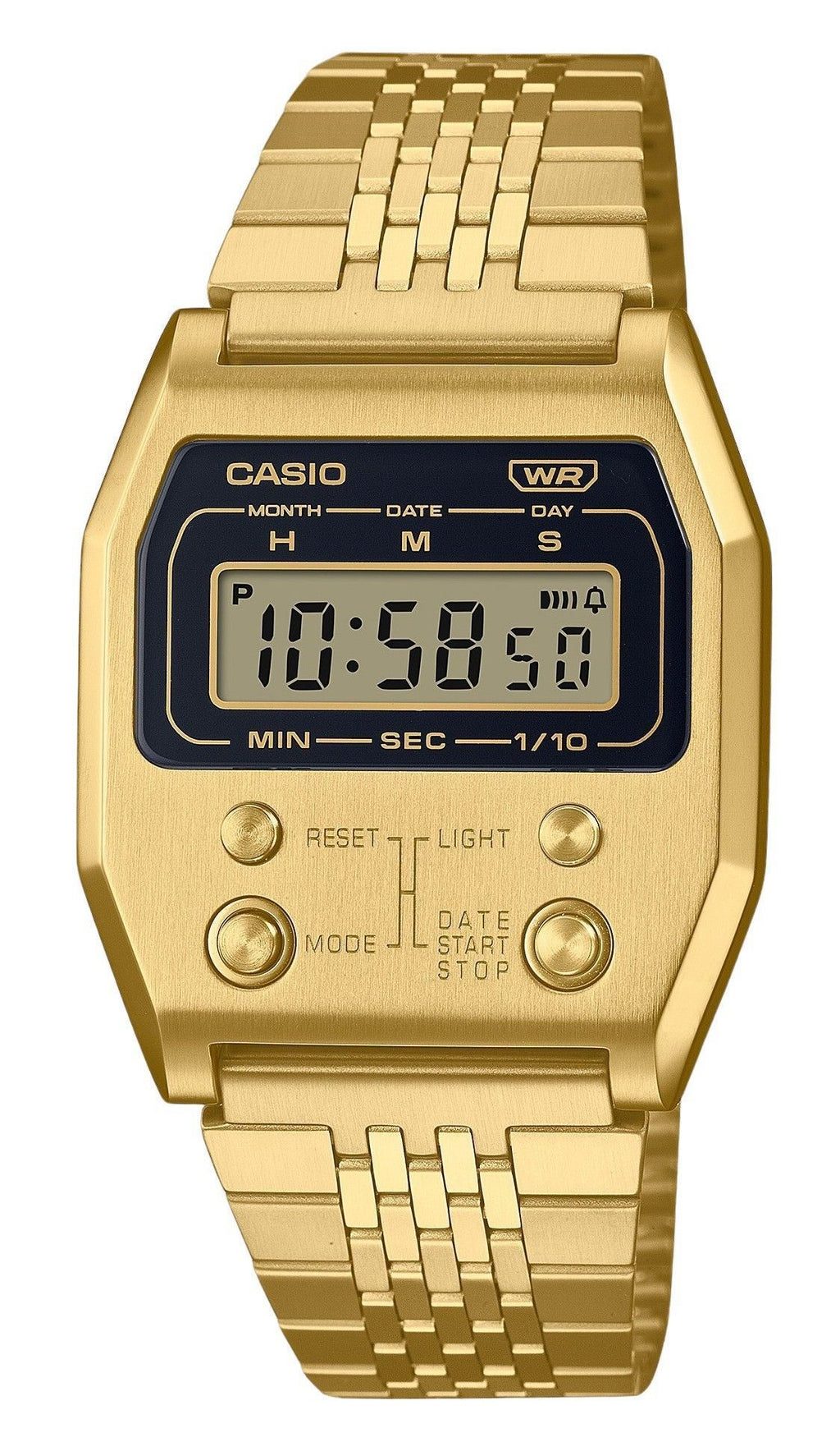 Casio Vintage Digital Gold Ion Plated Stainless Steel Quartz A1100G-5 Unisex Watch
