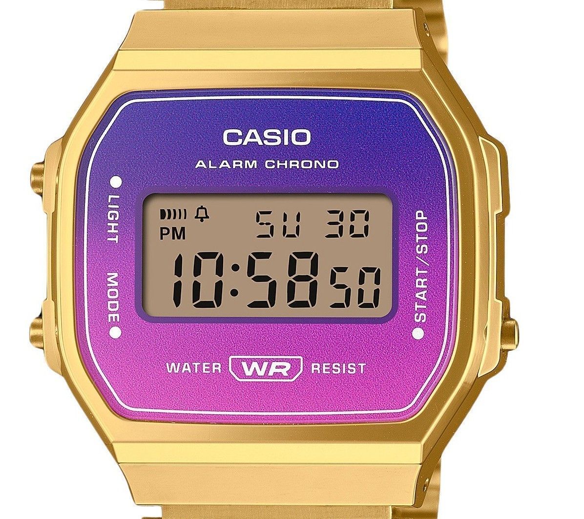 Casio Vintage Digital Gold Tone Stainless Steel Bracelet Quartz A168WERG-2A Unisex Watch