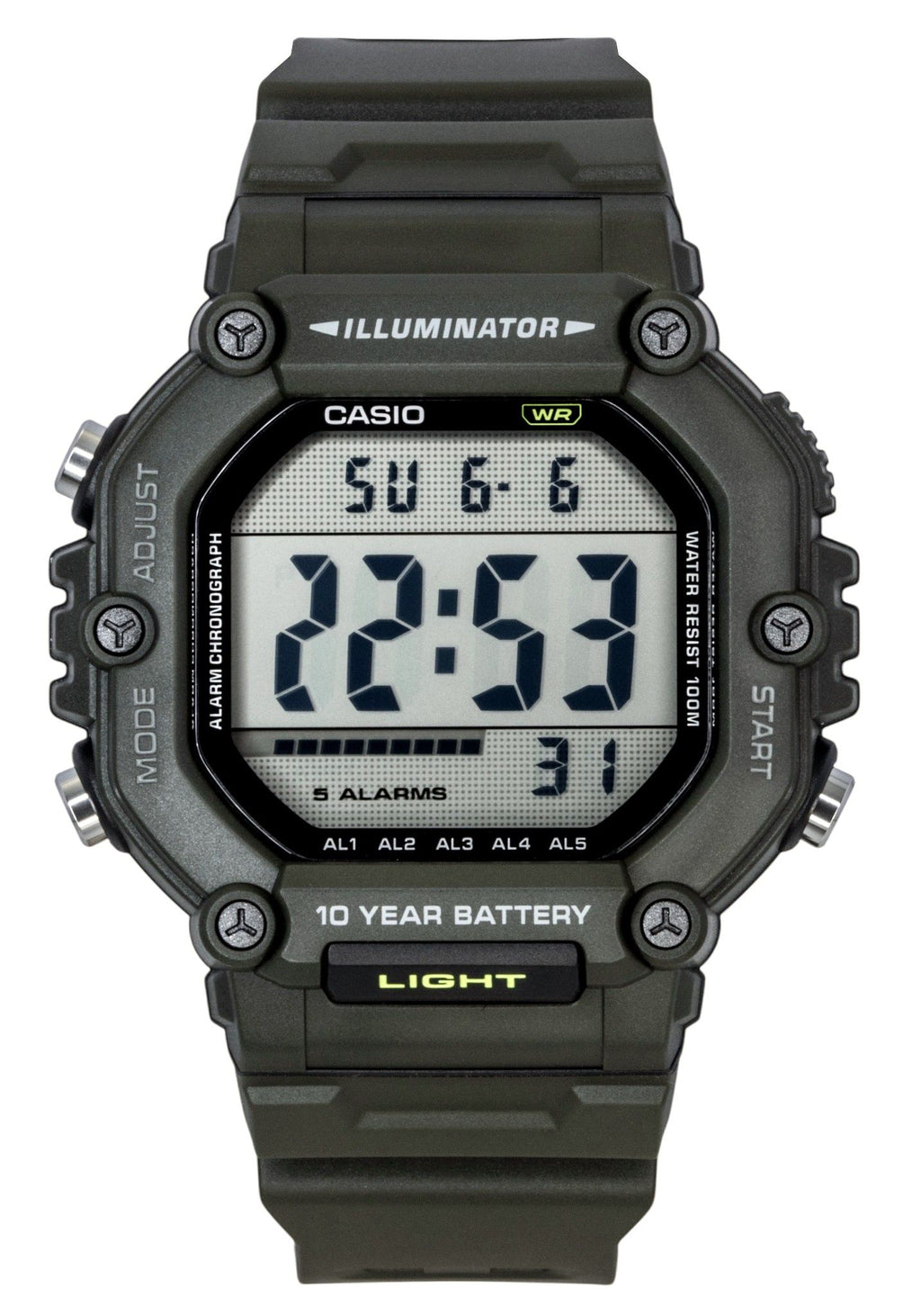 Casio Digital Extra Long Resin Strap Quartz AE-1600HX-3AV 100M Unisex Watch
