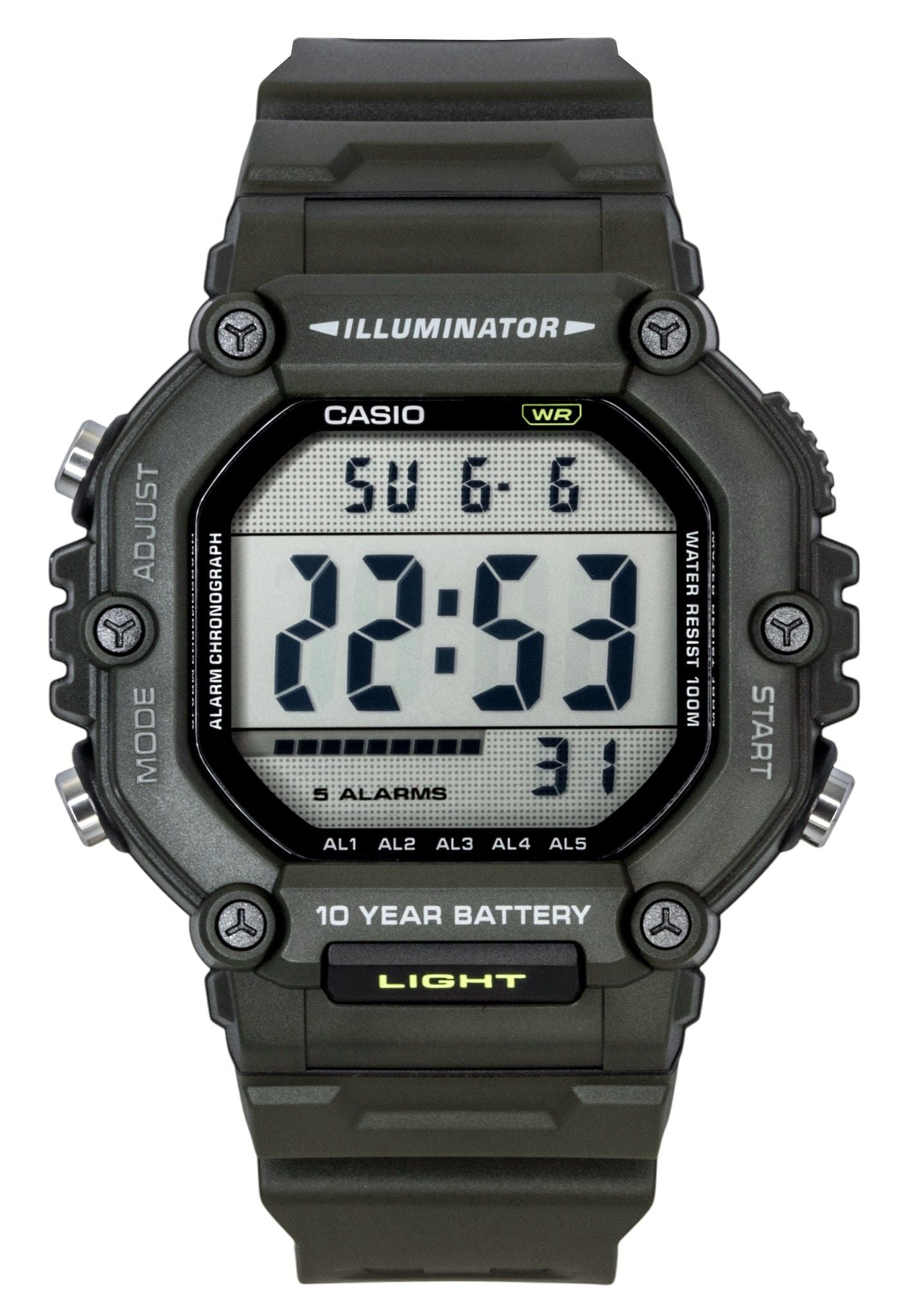 Casio Digital Extra Long Resin Strap Quartz AE-1600HX-3AV 100M Unisex Watch
