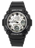 Casio Standard Analog Digital Resin Strap Silver Dial Quartz AEQ-120W-7AV 100M Men's Watch