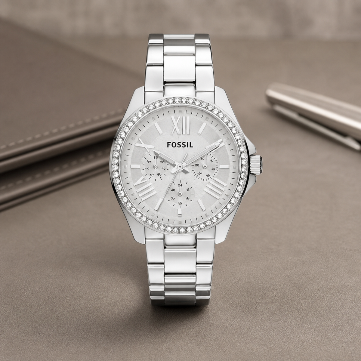 Fossil AM4481 women's watch executive desk view