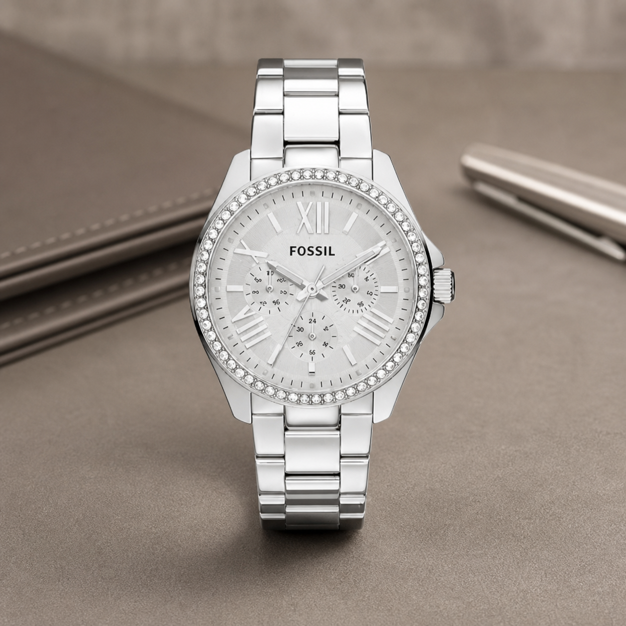 Fossil AM4481 women's watch executive desk view