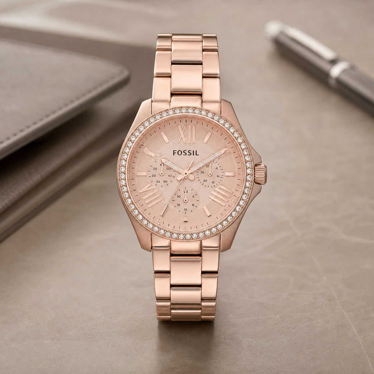 Fossil AM4483 women's watch - executive desk view