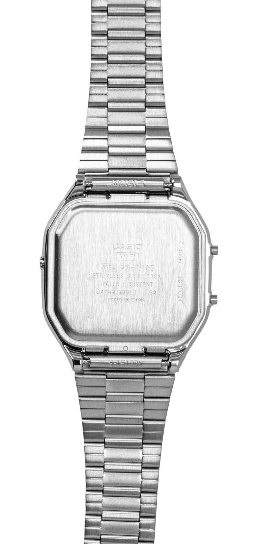 Casio Vintage Analog Digital Stainless Steel Light Blue Dial Quartz AQ-240E-2A Unisex Watch