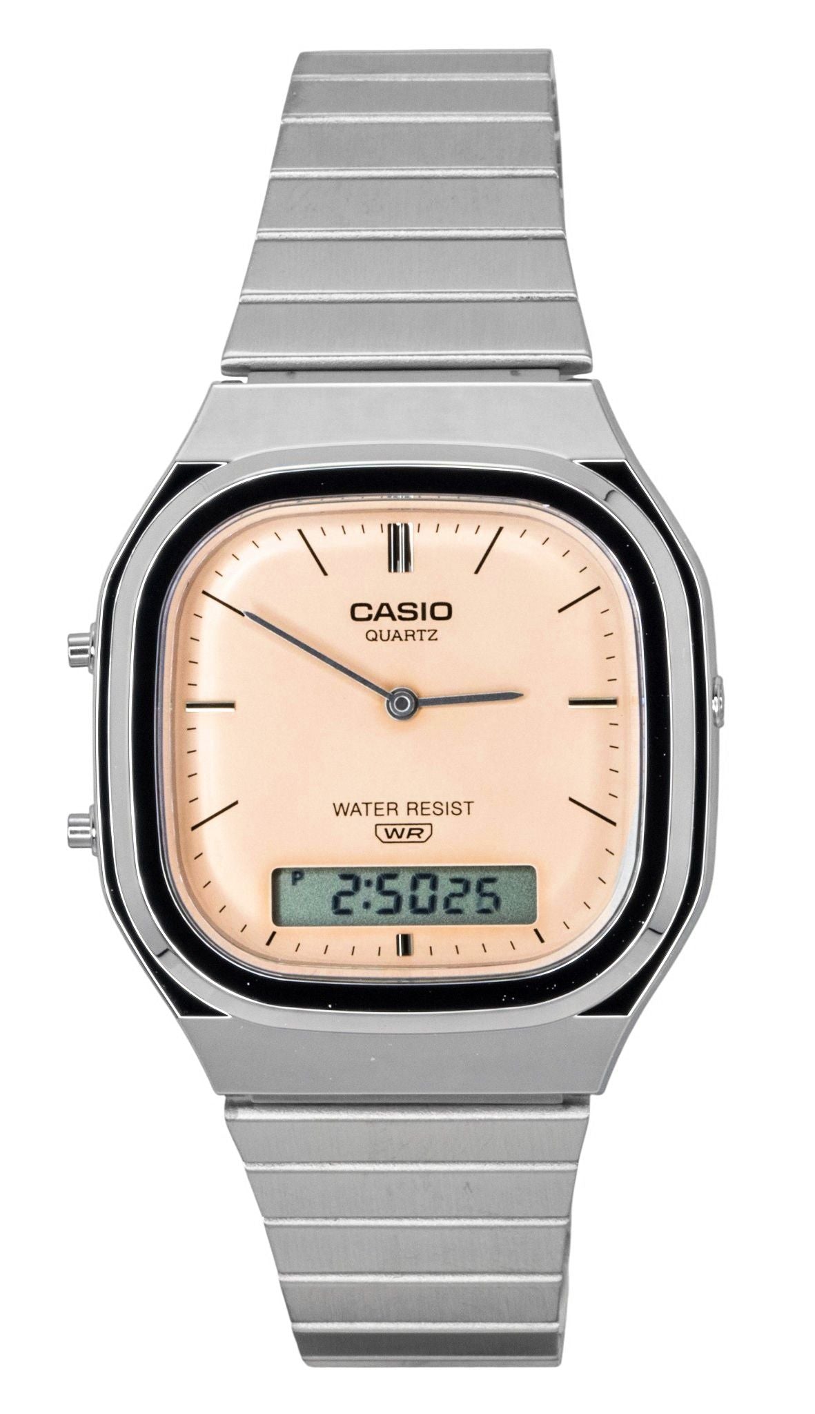 Casio Vintage Analog Digital Orange Dial Stainless Steel Quartz AQ-240E-4A Unisex Watch