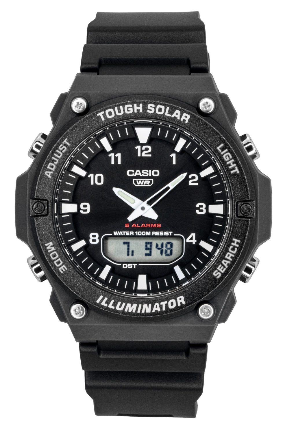 Casio Analog Digital Resin Strap Black Dial Solar AQ-S820W-1AV 100M Men's Watch