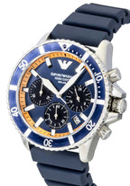 Emporio Armani World Explorer Chronograph Silicone Strap Blue Dial Solar AR11696 100M Men's Watch