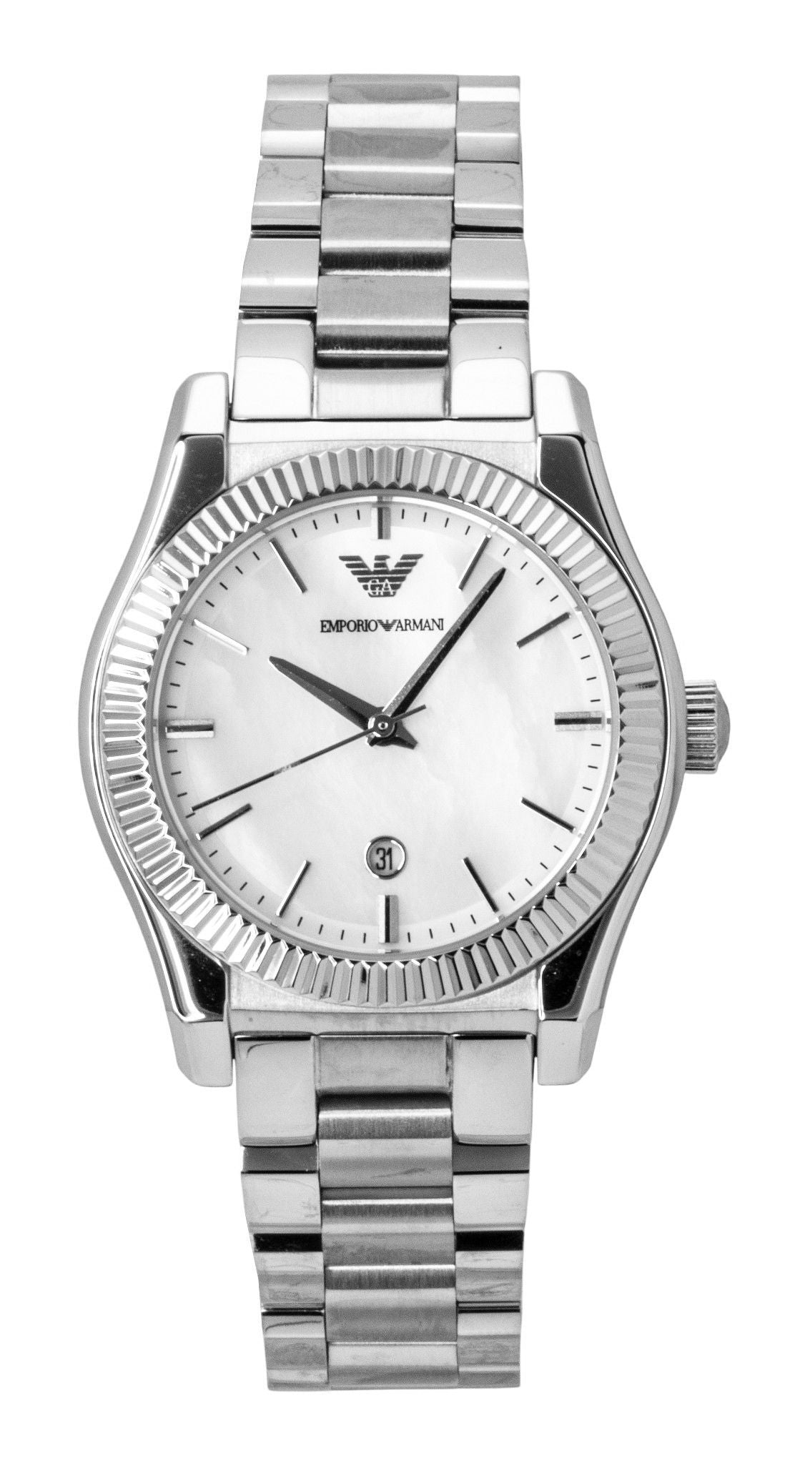 Emporio Armani roestvrijstalen parelmoer wijzerplaat quartz AR11723 dameshorloge