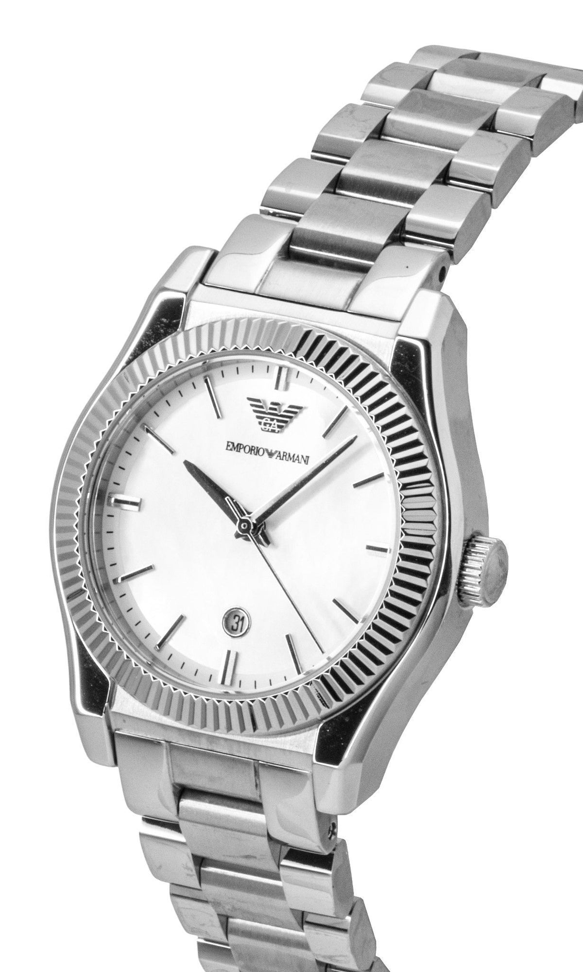 Emporio Armani roestvrijstalen parelmoer wijzerplaat quartz AR11723 dameshorloge