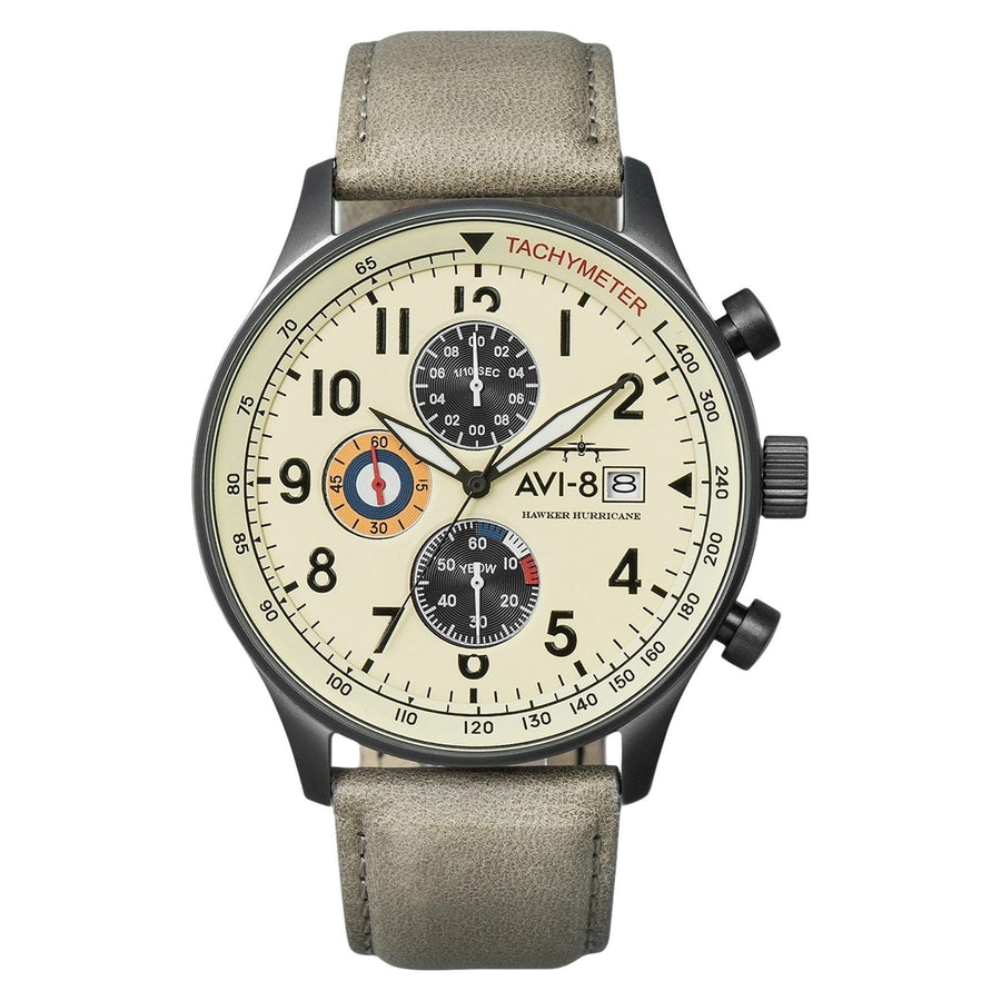 AVI-8 Hawker Hurricane Classic Chronograph Creme Beige Zifferblatt Quarz AV-4011-0C Herrenuhr