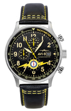 AVI-8 Hawker Hurricane Classic Chronograph Leather Strap Black Dial Quartz AV-4011-0Z Men's Watch With Extra Strap