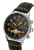 AVI-8 Hawker Hurricane Classic Chronograph Leather Strap Black Dial Quartz AV-4011-0Z Men's Watch With Extra Strap