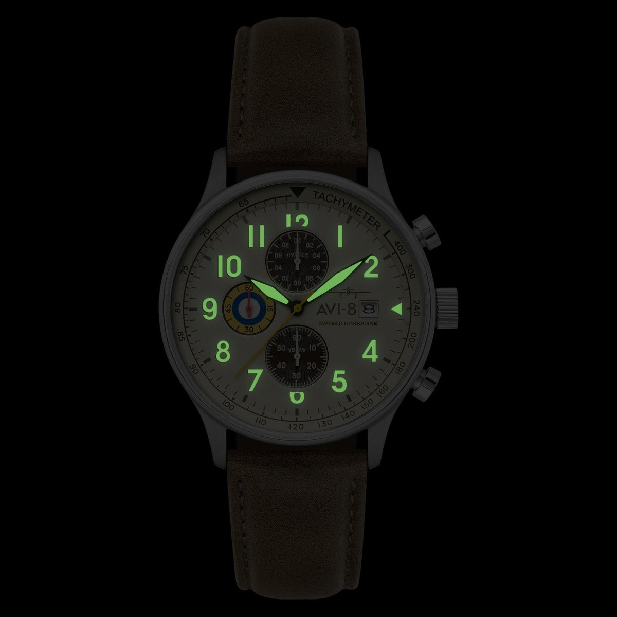 AVI-8 Hawker Hurricane Classic chronograaf kaki wijzerplaat quartz AV-4011-1B herenhorloge met extra band