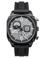 AVI-8 Hawker Hunter Retrograde Chronograph Tactical Black Rubber Strap Grey Dial Quartz AV-4052-R1 Men's Watch