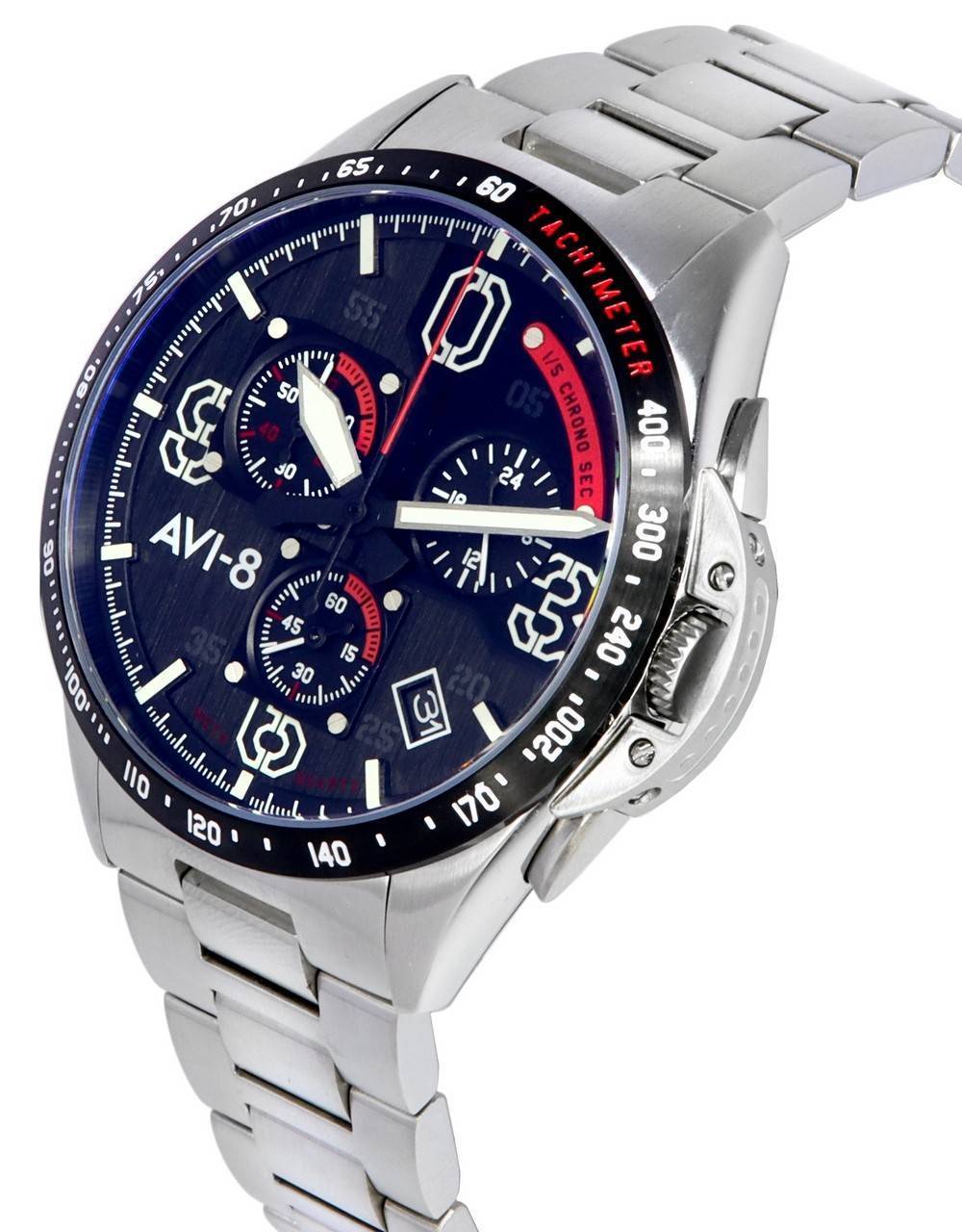 AVI-8 P-51 Mustang Legion Blakeslee Pilot chronograaf zwarte wijzerplaat quartz AV-4077-11 herenhorloge