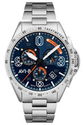 AVI-8 P-51 Mustang Silver Oak Blakeslee Chronograph Blue Dial Quartz AV-4077-22 Men's Watch