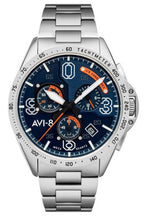 AVI-8 P-51 Mustang Silver Oak Blakeslee Chronograph Blue Dial Quartz AV-4077-22 Men's Watch
