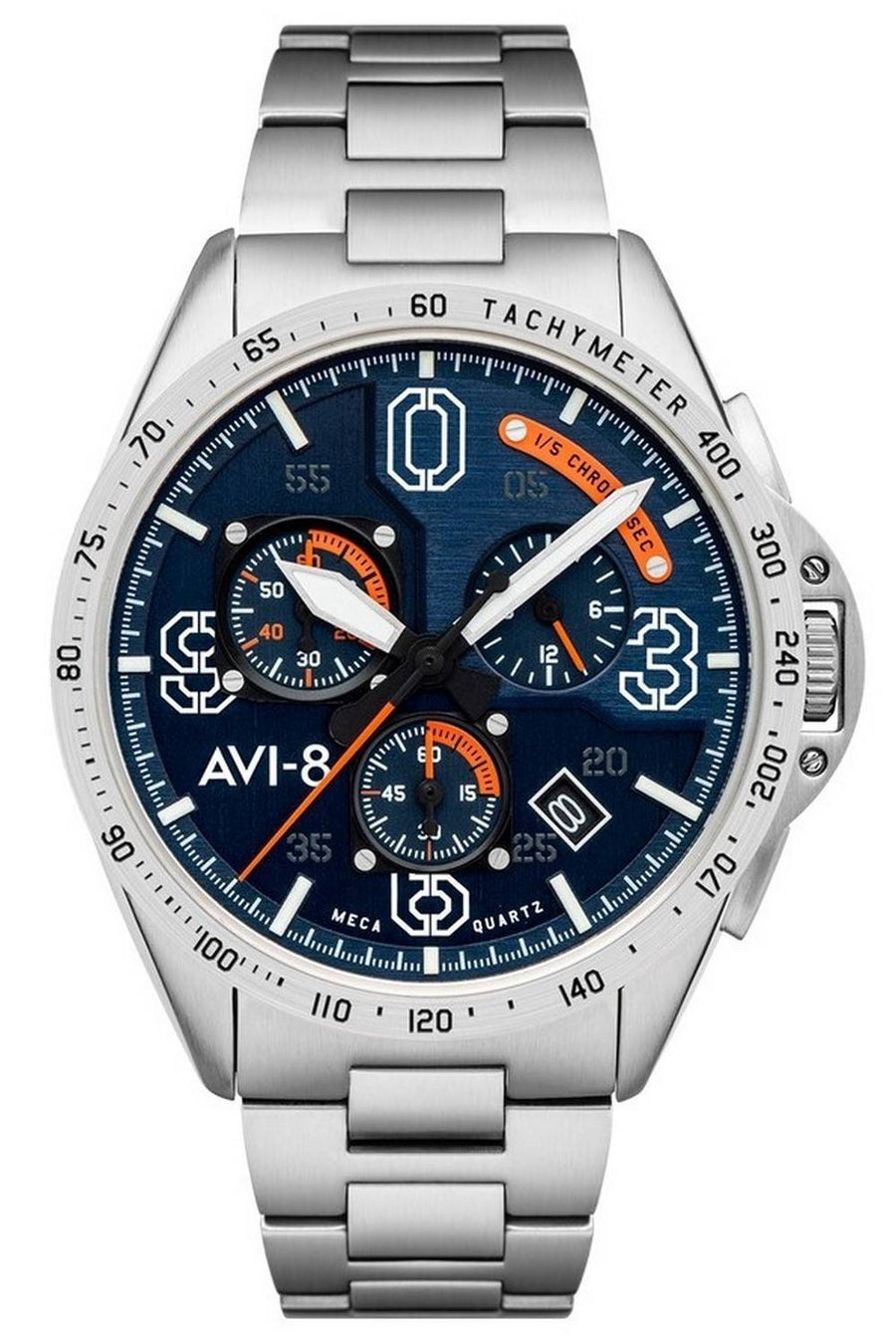 AVI-8 P-51 Mustang Silver Oak Blakeslee Chronograph Blaue Zifferblatt Quarz AV-4077-22 Herrenuhr