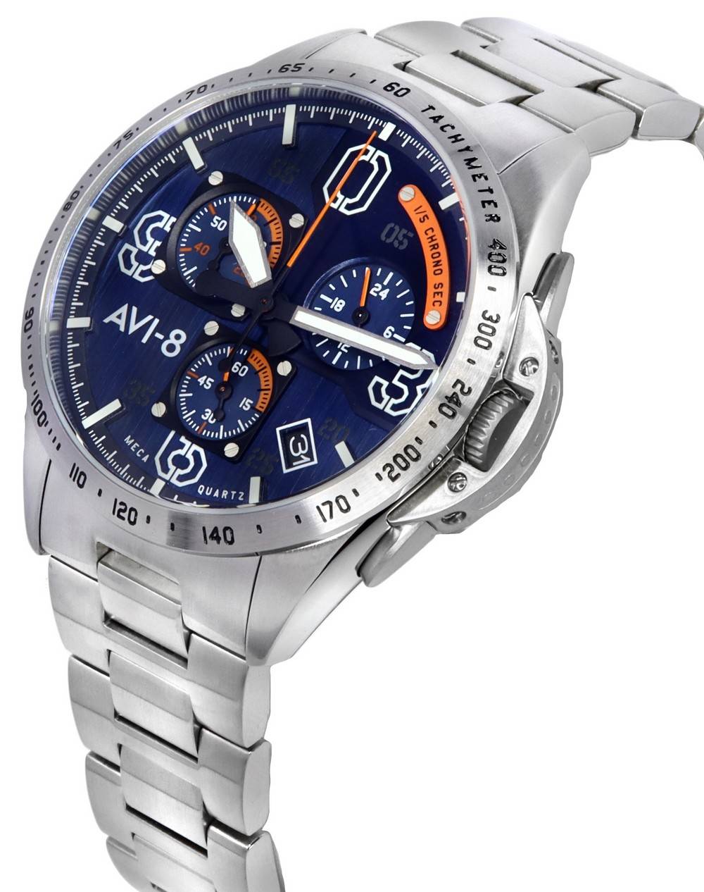 AVI-8 P-51 Mustang Silver Oak Blakeslee chronograaf blauwe wijzerplaat quartz AV-4077-22 herenhorloge