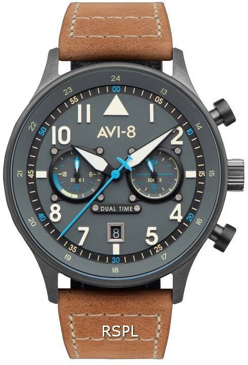 AVI-8 Hawker Hurricane Carey Dual Time Orissa grijze wijzerplaat quartz AV-4088-04 herenhorloge