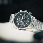 AVI-8 Hawker Hurricane Carey Dual Time Gütersloh Edelstahl Blaues Zifferblatt Quarz AV-4088-22 Herrenuhr