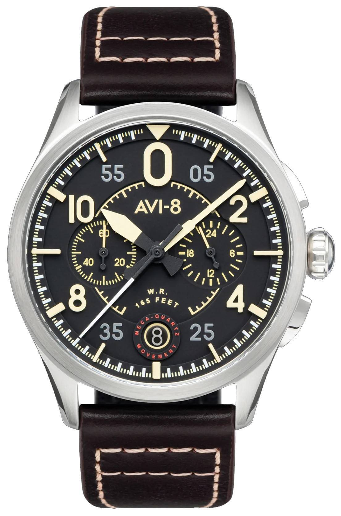 AVI-8 Spitfire Lock Midnight Oak chronograaf quartz AV-4089-01 Herenhorloge