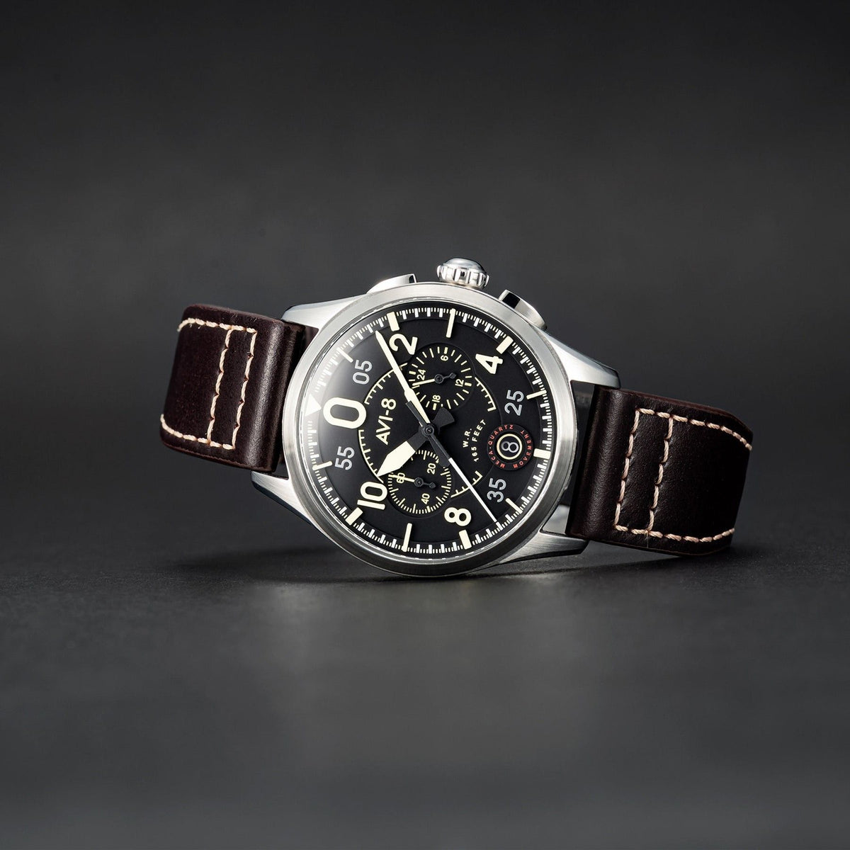 AVI-8 Spitfire Lock Midnight Oak chronograaf quartz AV-4089-01 Herenhorloge