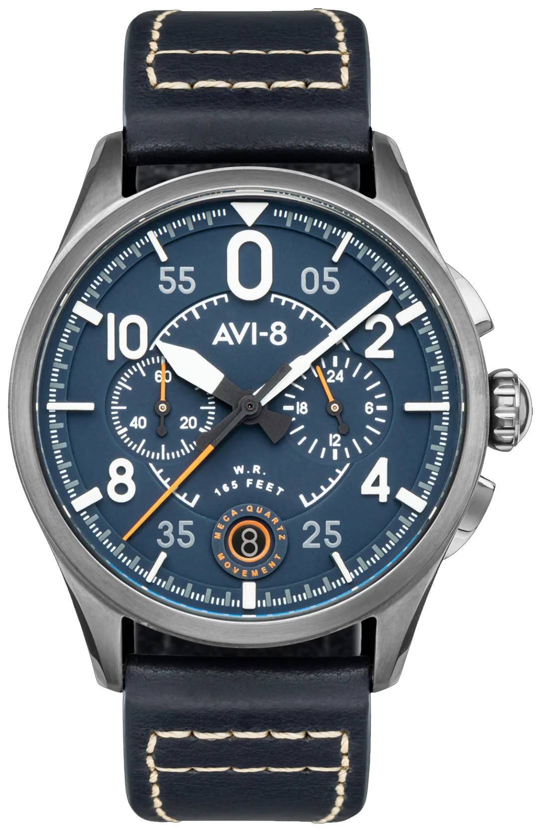 AVI-8 Spitfire Lock Channel blauwe chronograaf quartz AV-4089-04 Herenhorloge