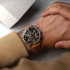 AVI-8 Hawker Typhoon Coningham Chronograph Baldwin Lederarmband Schwarzes Zifferblatt Quarz AV-4093-0B Herrenuhr