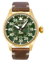 AVI-8 Hawker Hurricane Clowes Northholt Leather Strap Green Dial Automatic AV-4097-04 Men's Watch