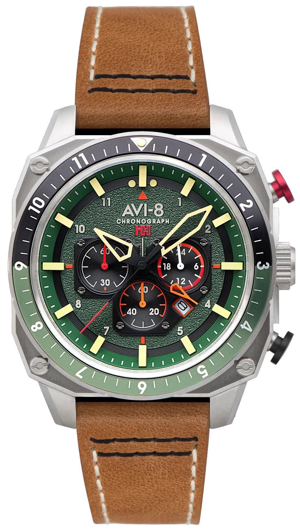 AVI-8 Hawker Hunter Atlas Dual Time Chronograaf Forest Quartz AV-4100-01 Herenhorloge