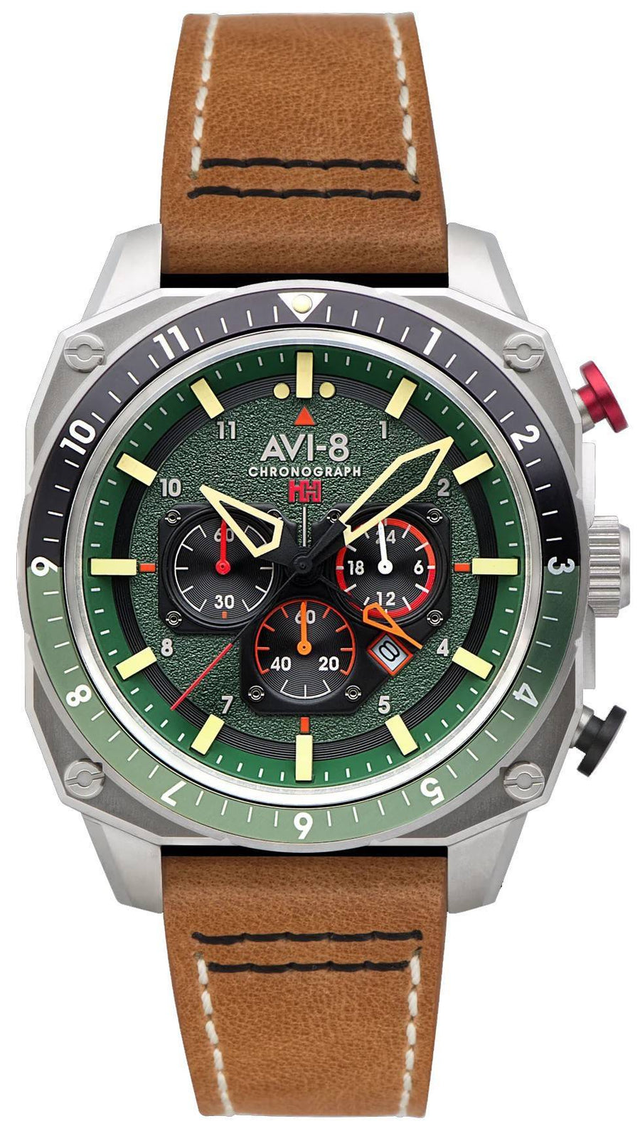 AVI-8 Hawker Hunter Atlas Dual Time Chronograph Forest Quarz AV-4100-01 Herrenuhr