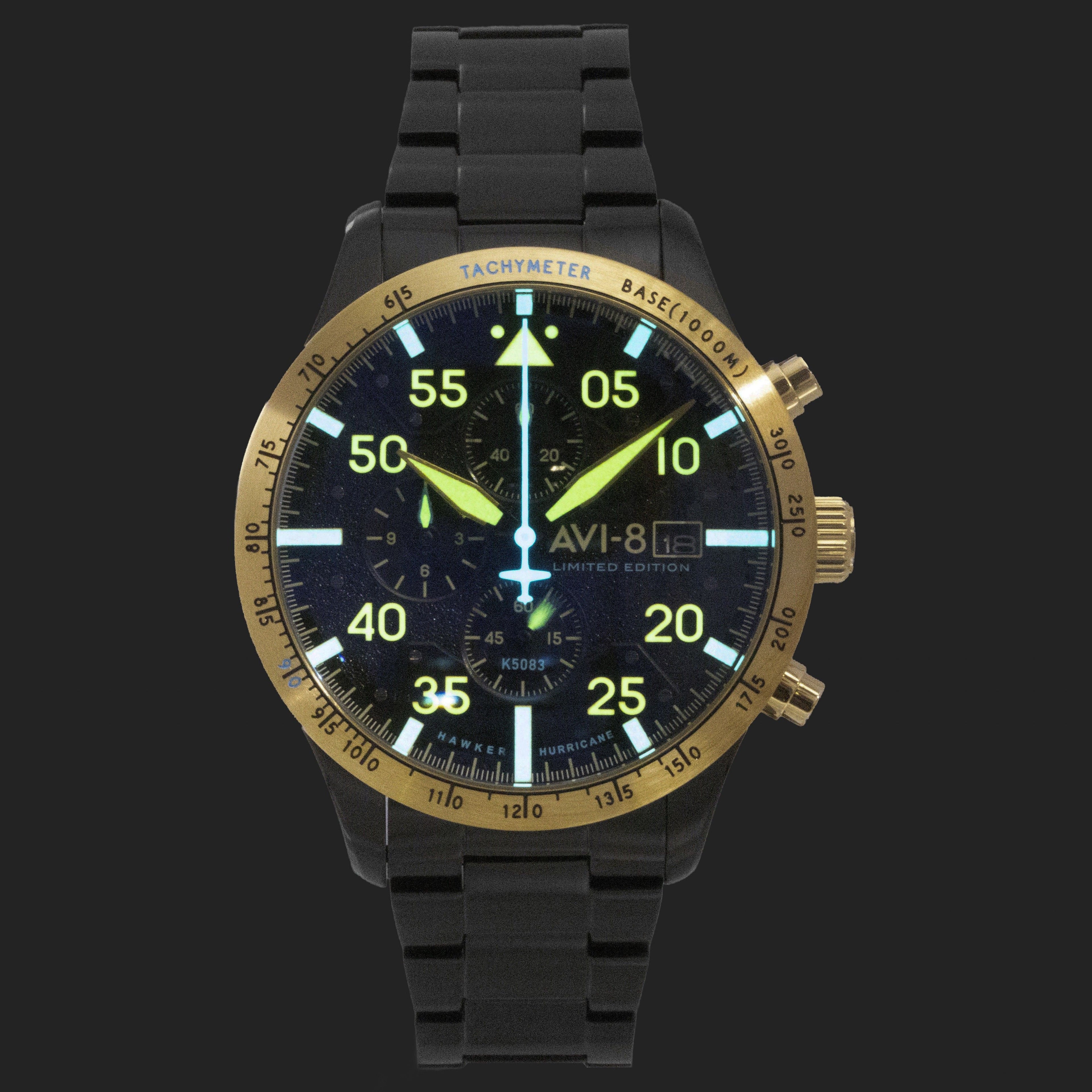 AVI-8 Hawker Hurricane Chronograph 90th Anniversary Limited Edition Altitude Black Dial Quartz AV-4130-55 Men's Watch