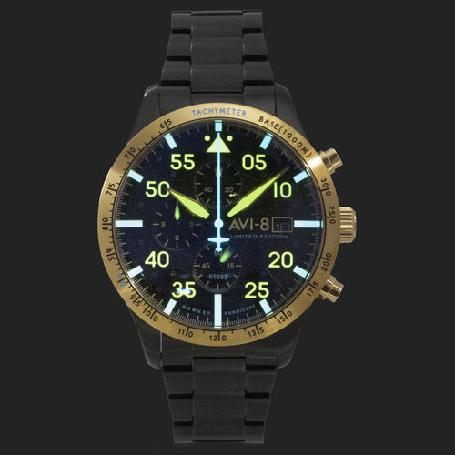 AVI-8 Hawker Hurricane Chronograph 90th Anniversary Limited Edition Altitude Black Dial Quartz AV-4130-55 Men's Watch