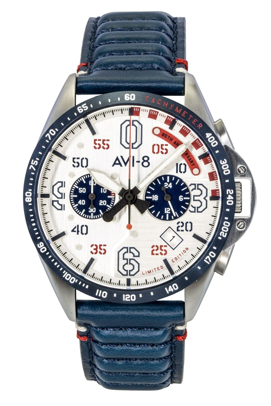 AVI-8 P-51 Mustang Kindelberger Chronograph 85th Anniversary Limited Edition Silver Dial Quarz AV-4143-01 Herrenuhr