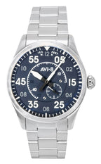 AVI-8 Spitfire Type 300 Stainless Steel Sky Gauge Blue Dial Automatic AV-4147-11 Men's Watch