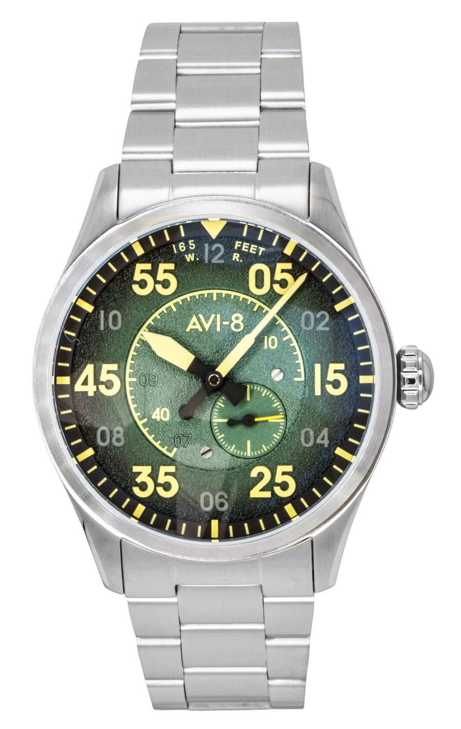 AVI 8 Spitfire Type 300 Tarmac Tracker Edelstahl Grünes Zifferblatt Automatik AV-4147-22 Herrenuhr