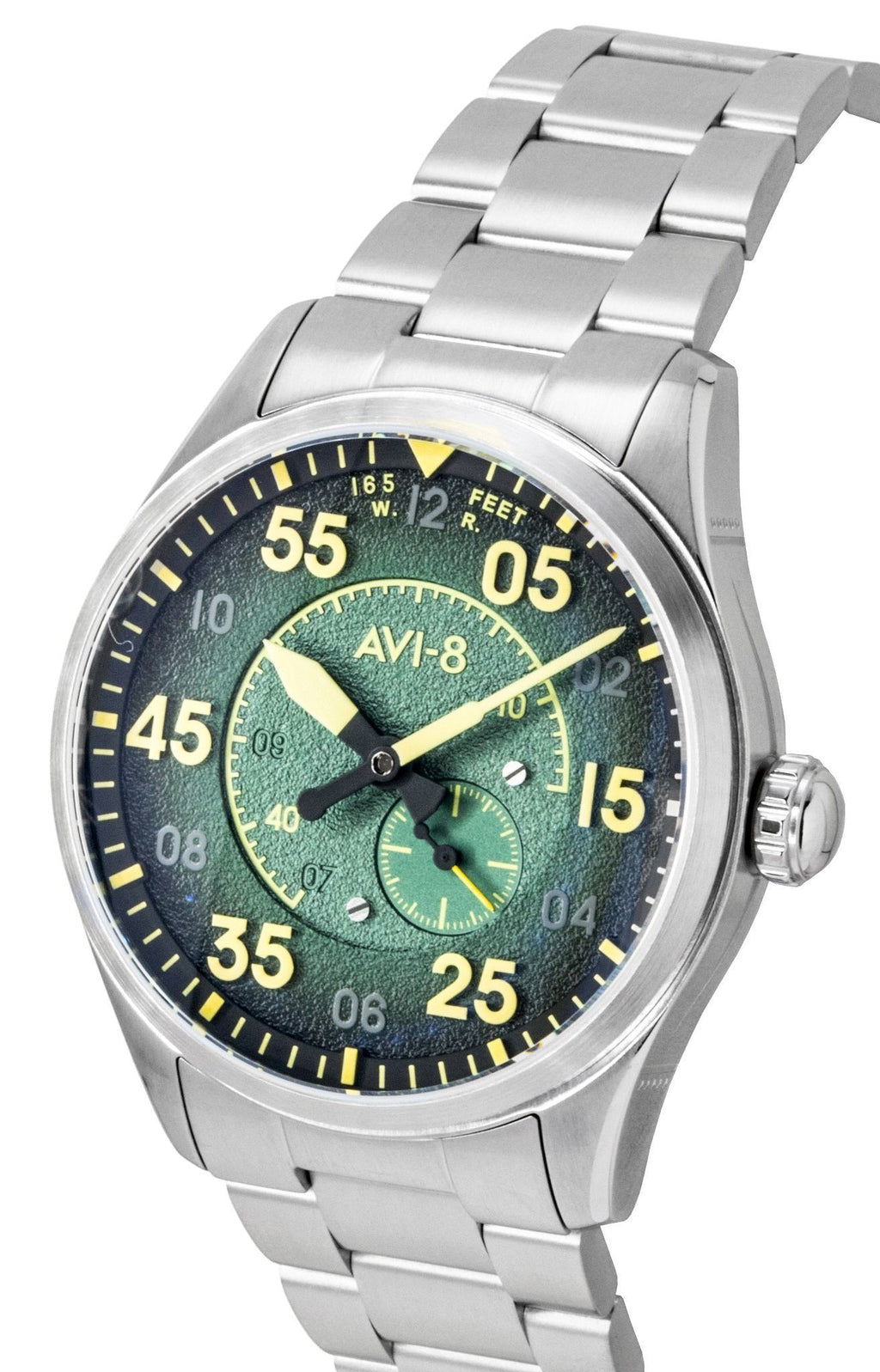 AVI 8 Spitfire Type 300 Tarmac Tracker Stainless Steel Green Dial Automatic AV-4147-22 Men's Watch
