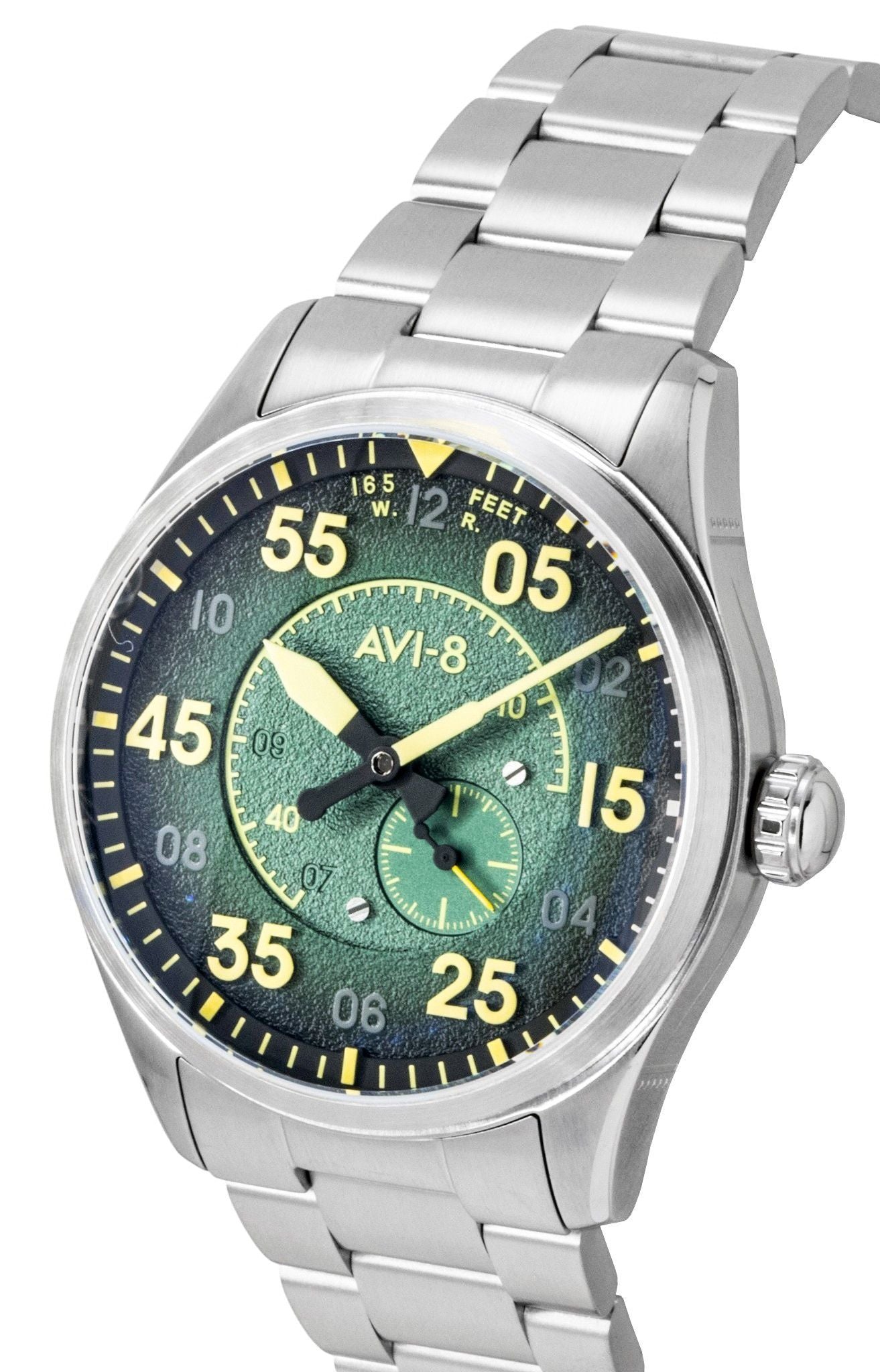 AVI 8 Spitfire Type 300 Tarmac Tracker Stainless Steel Green Dial Automatic AV-4147-22 Men's Watch