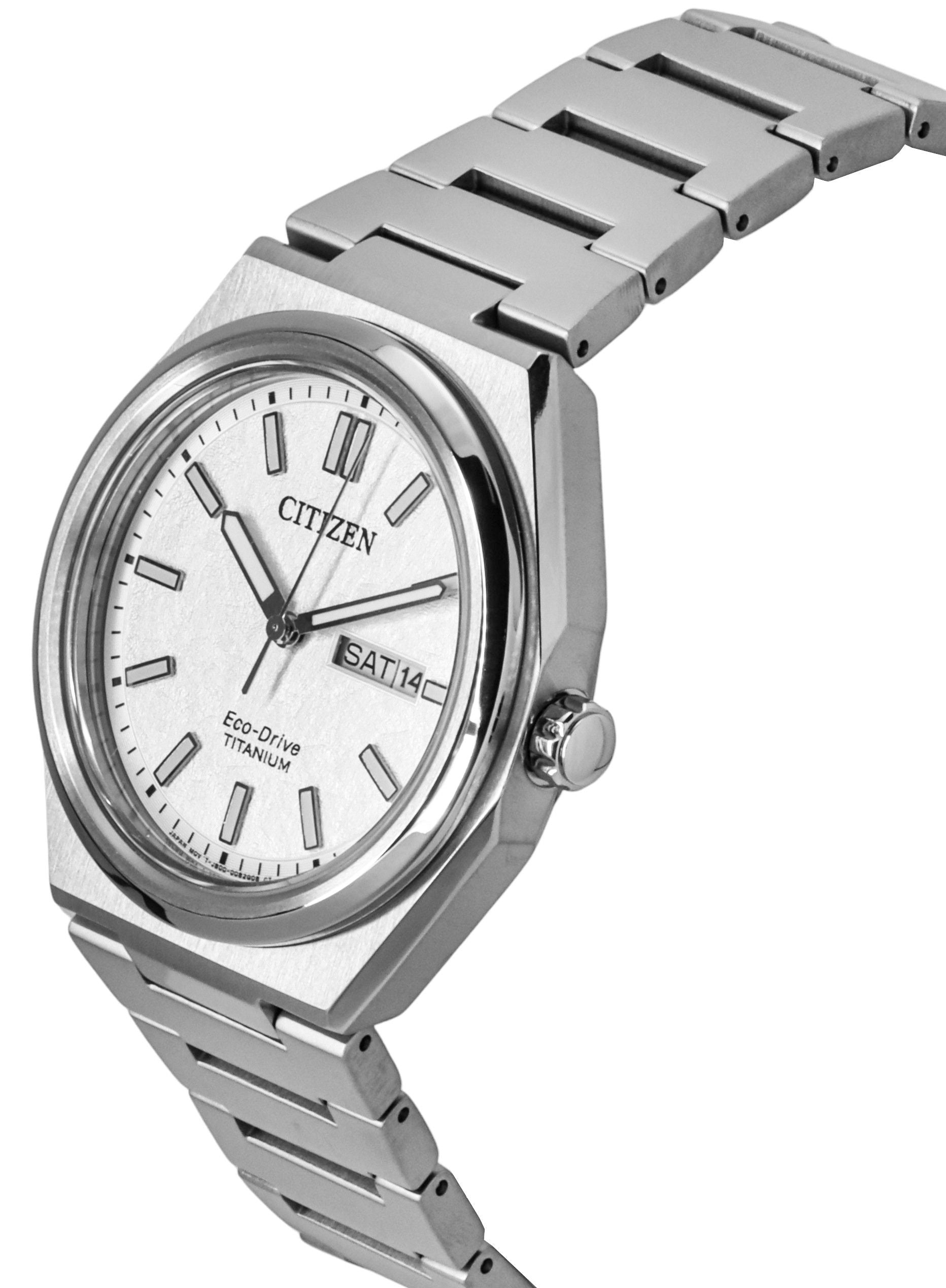 Citizen Zenshin Super Titanium White Dial Eco-Drive AW0130-85A 100M Men's Watch