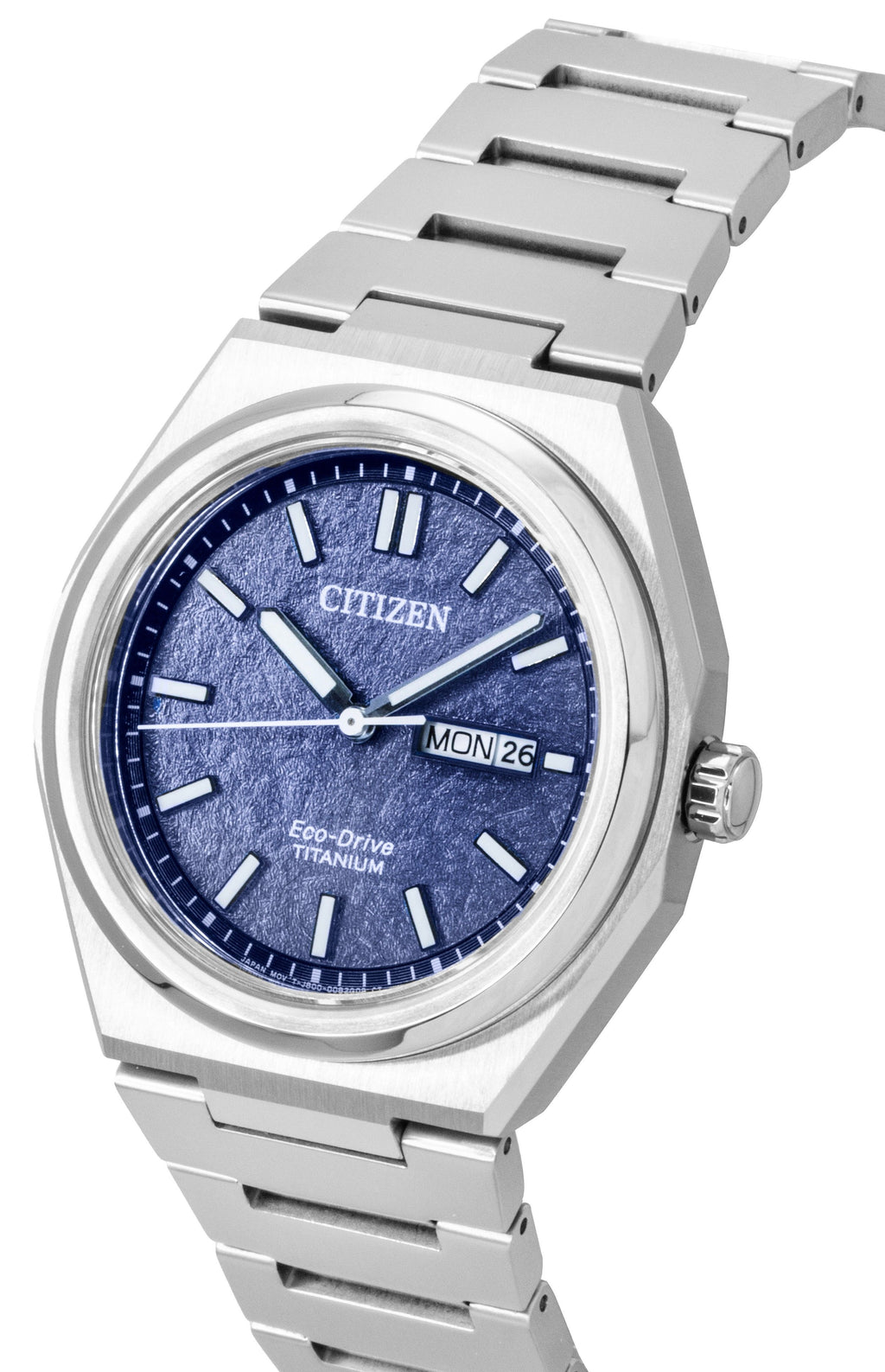 Citizen Zenshin Super Titanium Blue Dial Eco-Drive AW0130-85L 100M Men's Watch
