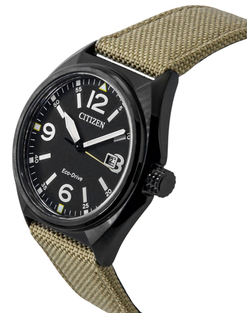 Citizen Eco-Drive Green Nylon Strap Black Dial AW1575-08E 100M Men's Watch